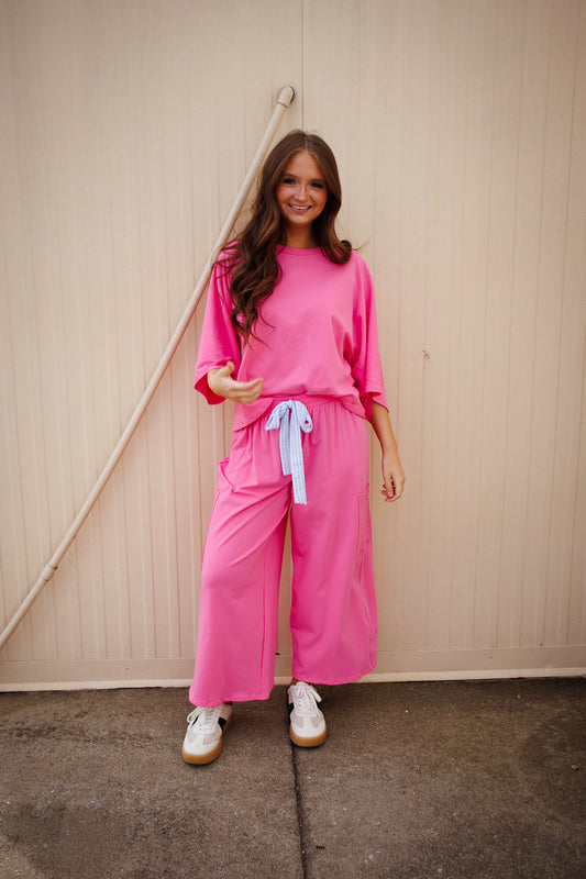 Effortless Ease Oversized Top - PINK