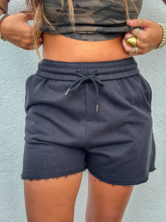 Lazy Day Sweat Shorts - BLACK