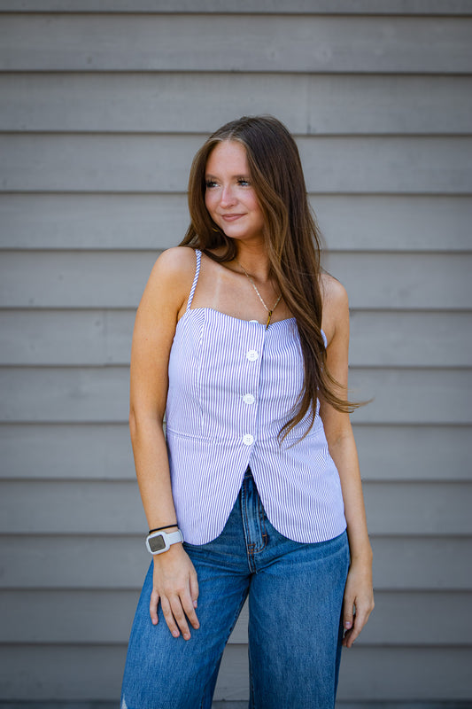 Coastal Stripe Black & White Top