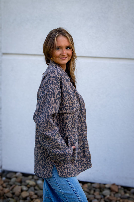Hidden - ABBEY - Cheetah Print Oversized Shacket