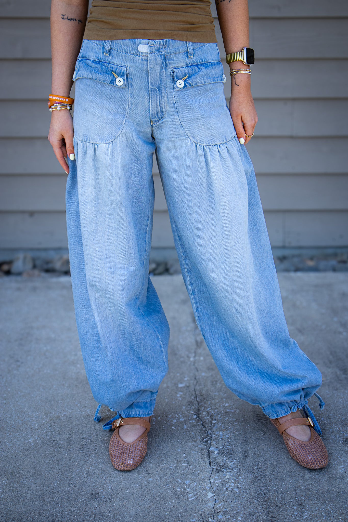 Free People We The Free - Lotus Balloon Jeans - Bijou Blue
