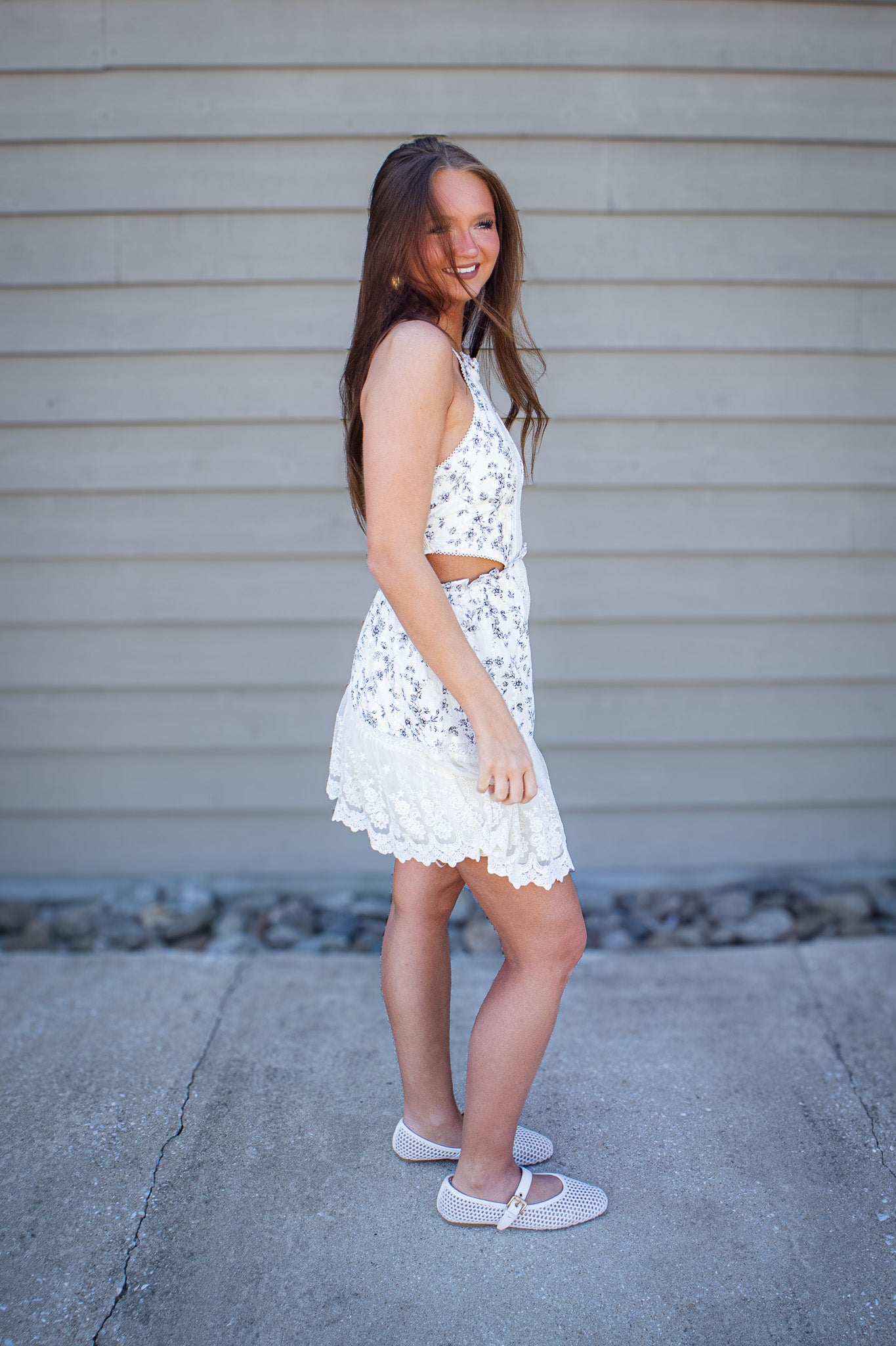 Ivory Garden Halter Dress