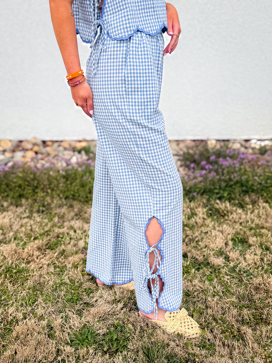 Bluebell Gingham Scallop Pants