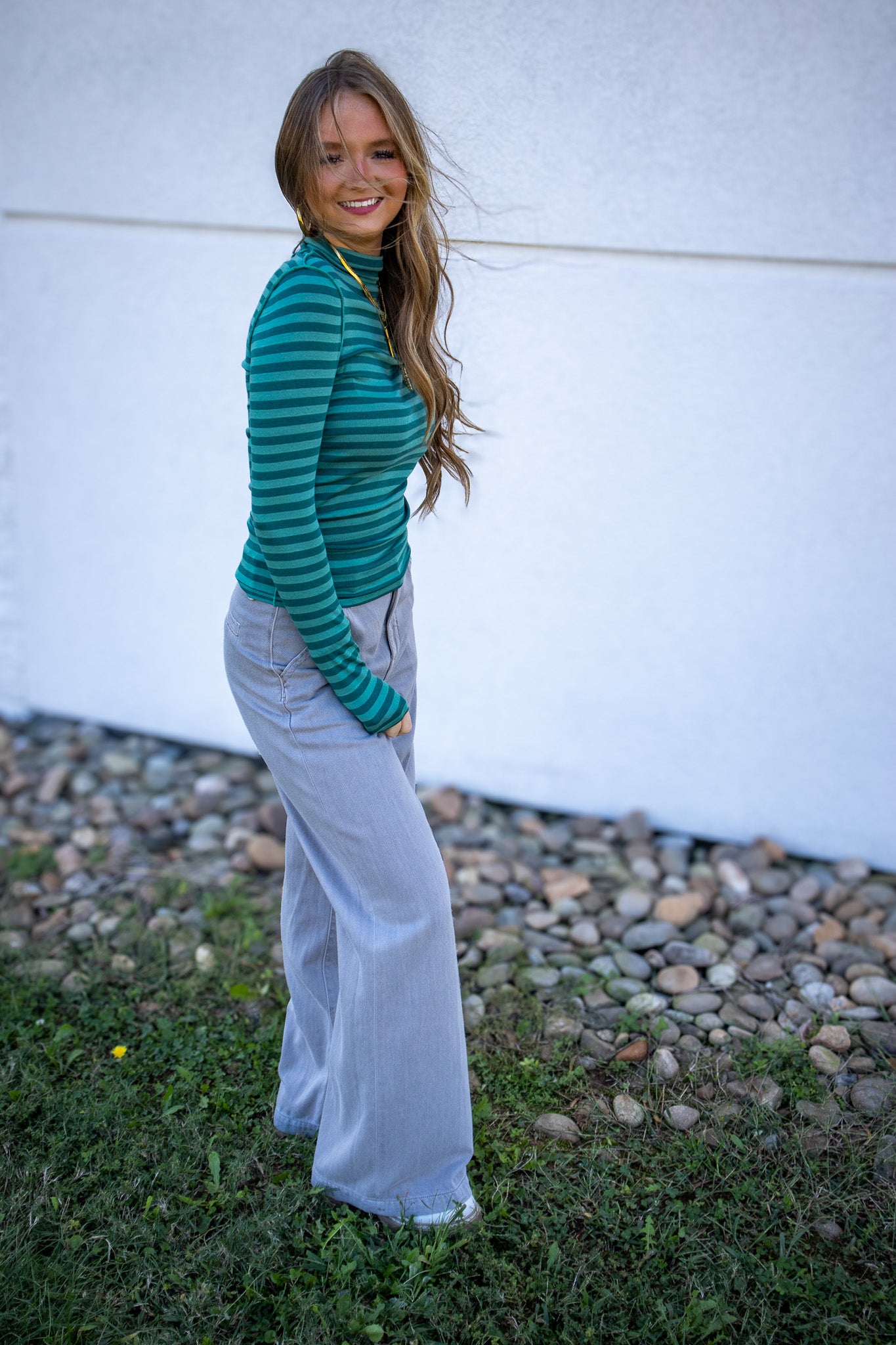 Free People - Good Good Stripe Turtleneck - RAINFOREST COMBO