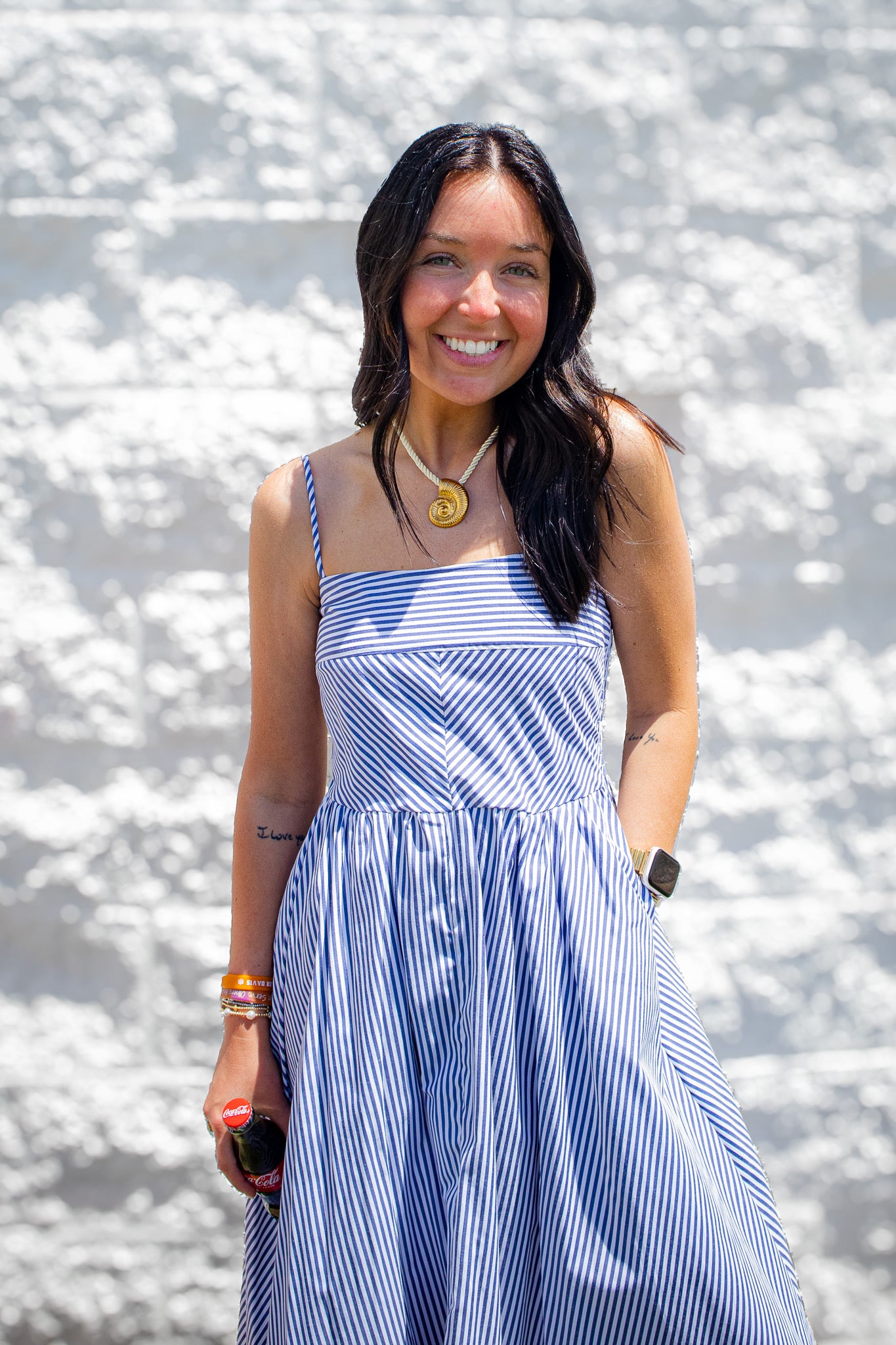 Seaside Stripes Blue & White Midi Sundress