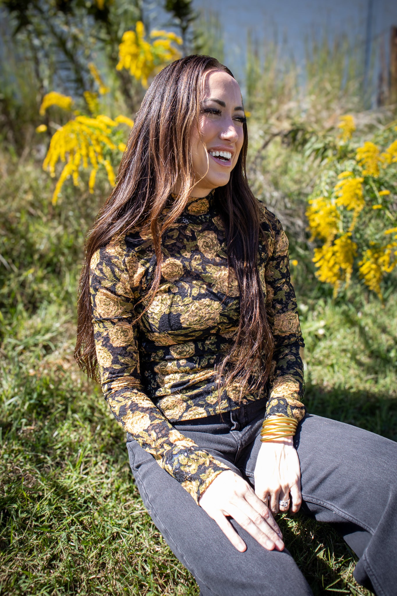 Free People - Lyric Long Sleeve - BLACK COMBO