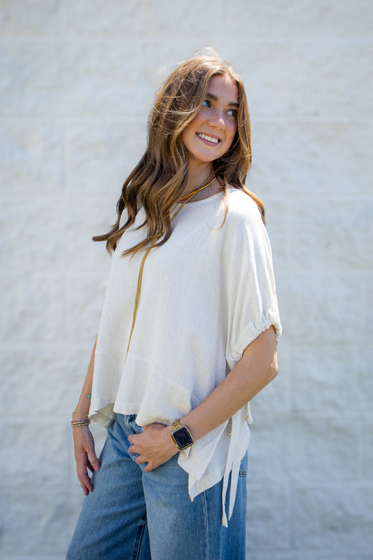 Sea Salt Relaxed Linen Blend Top