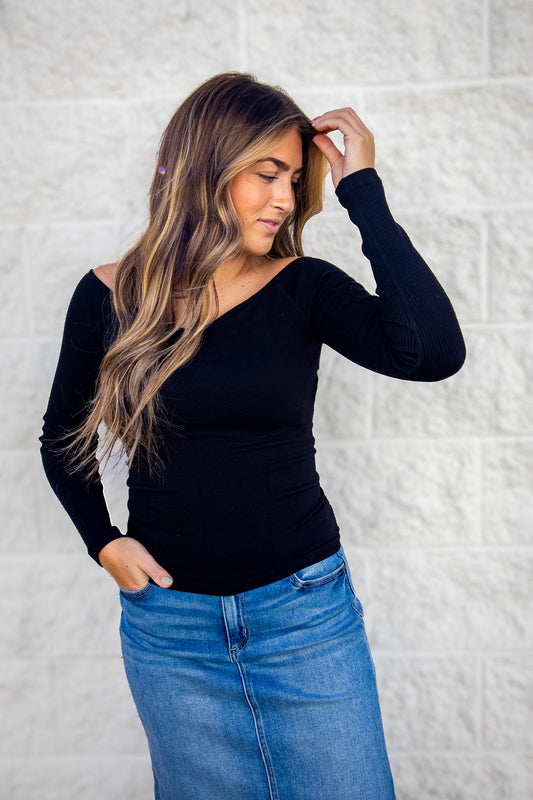 Free People - Sleek Rib Layering Top - BLACK