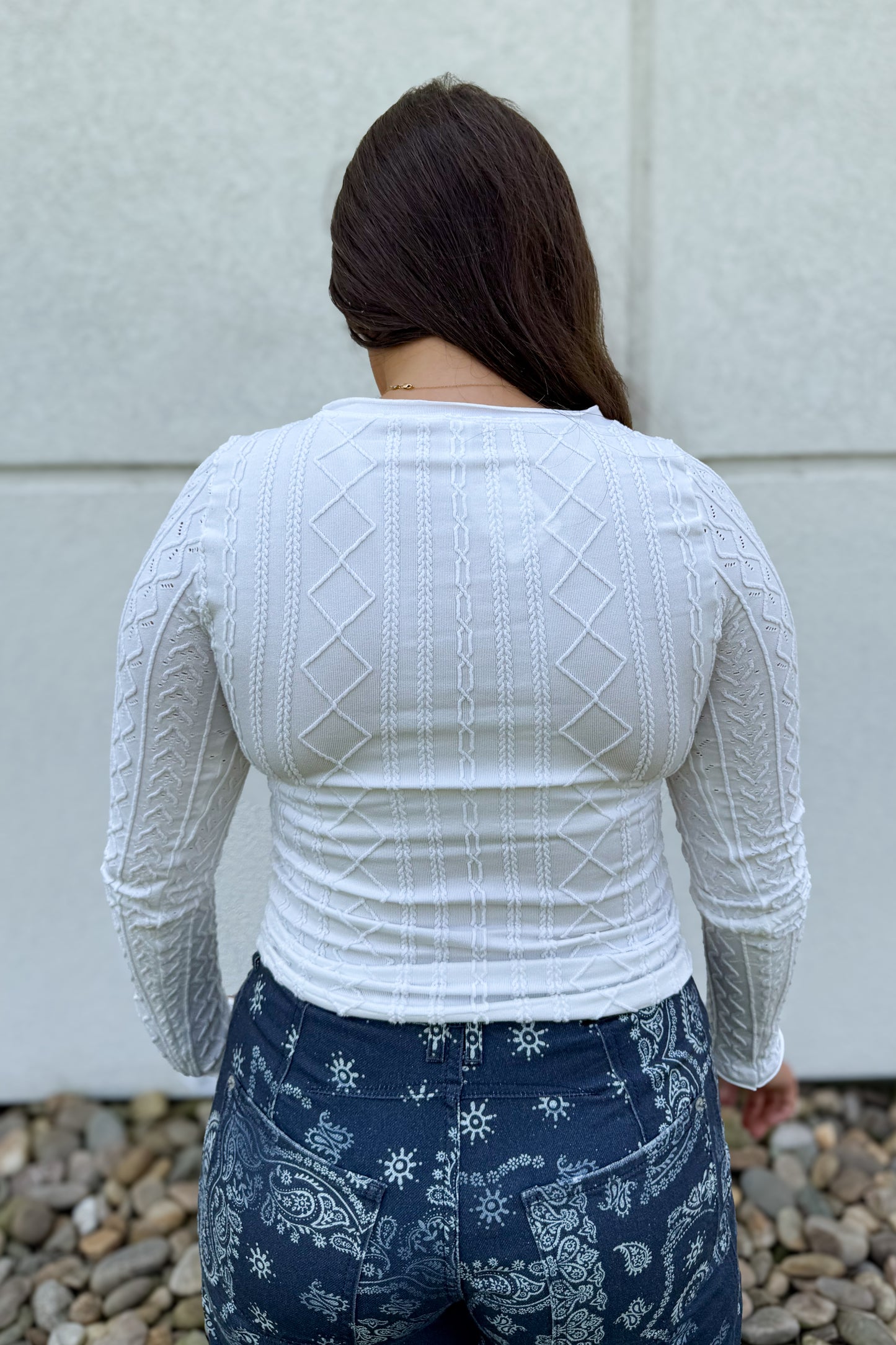 Free People - So Soft Seamless Modal Cable Long Sleeve - Clean Ivory