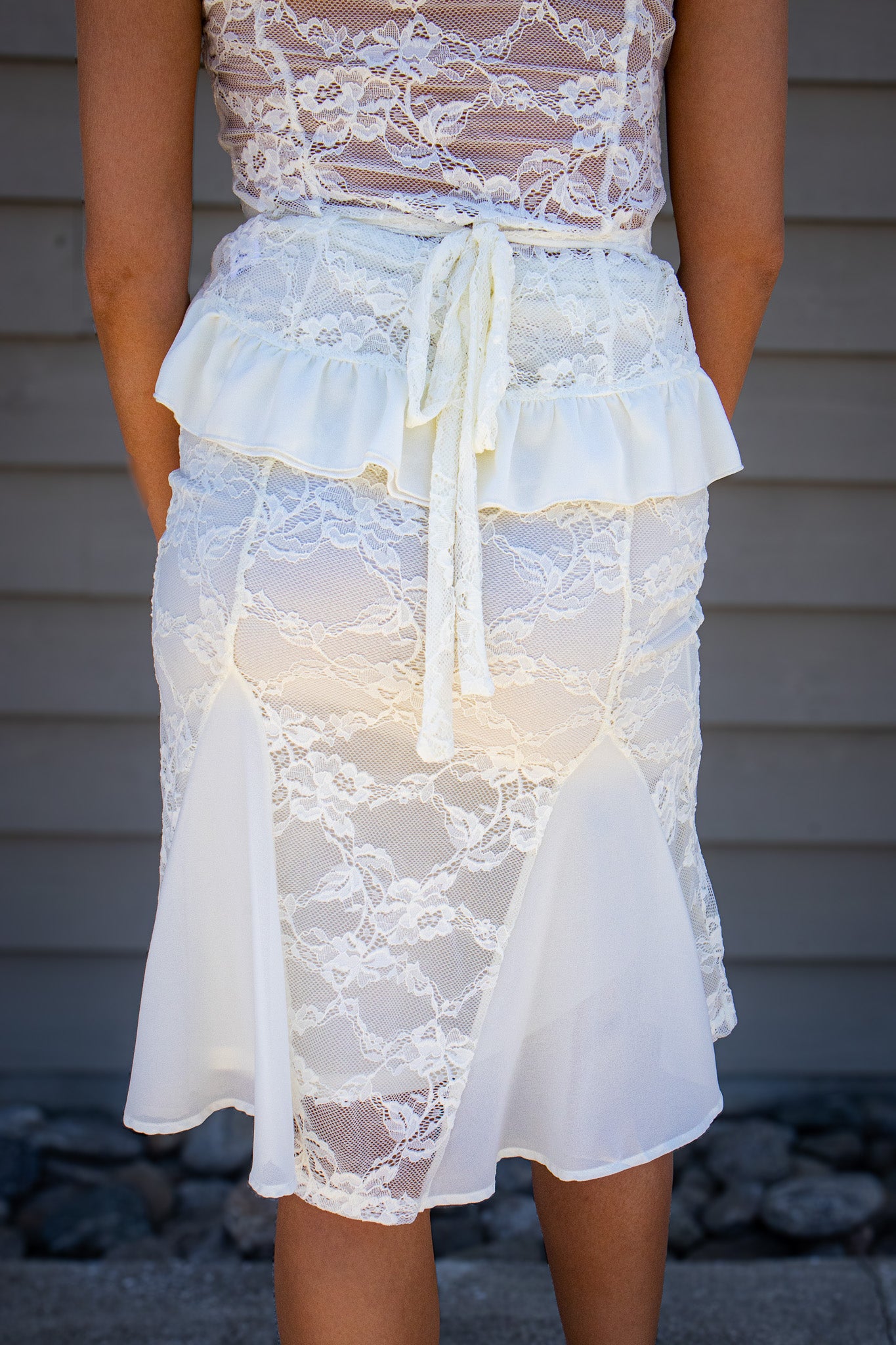Everly Ruffle Lace Midi Skirt