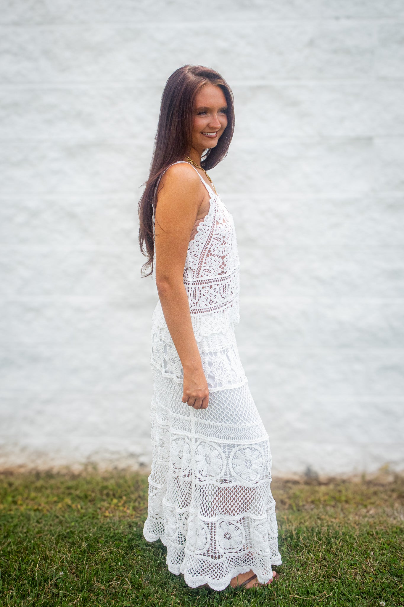 Coastal Breeze White Lace Crochet Tank