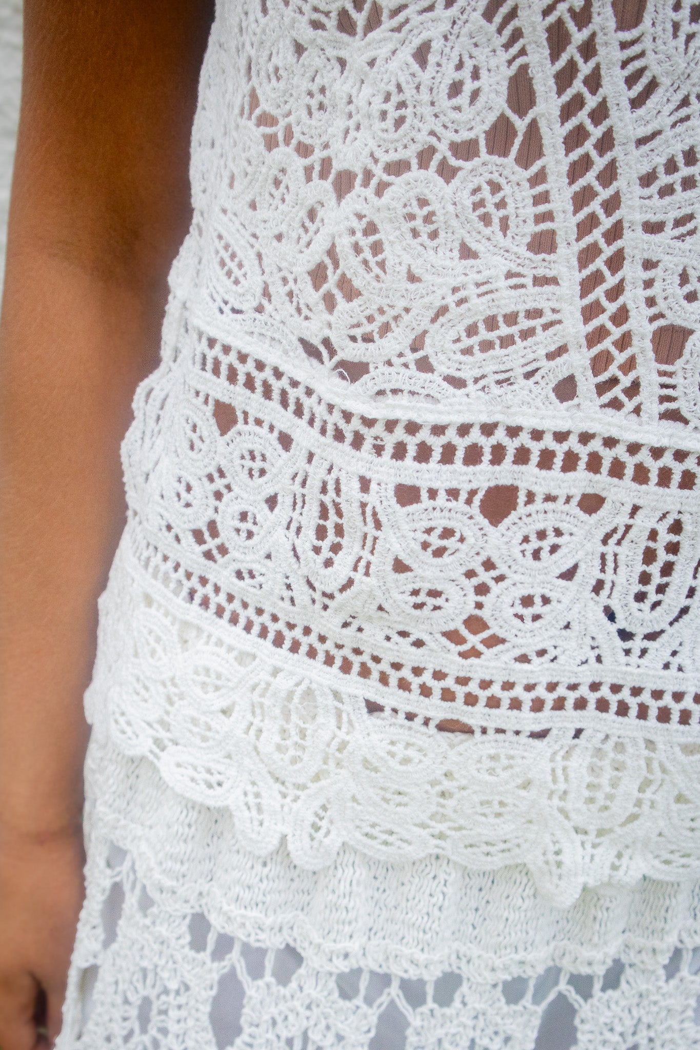 Coastal Ivory Crochet Lace Maxi Skirt