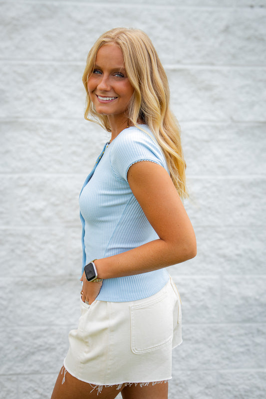 Free People - Most Wanted Cardi - Sky Blue