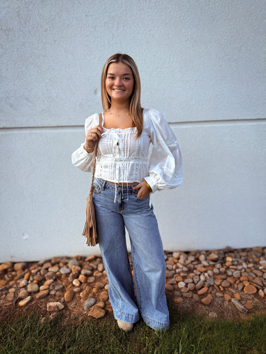 Boho Breeze White Lace Blouse