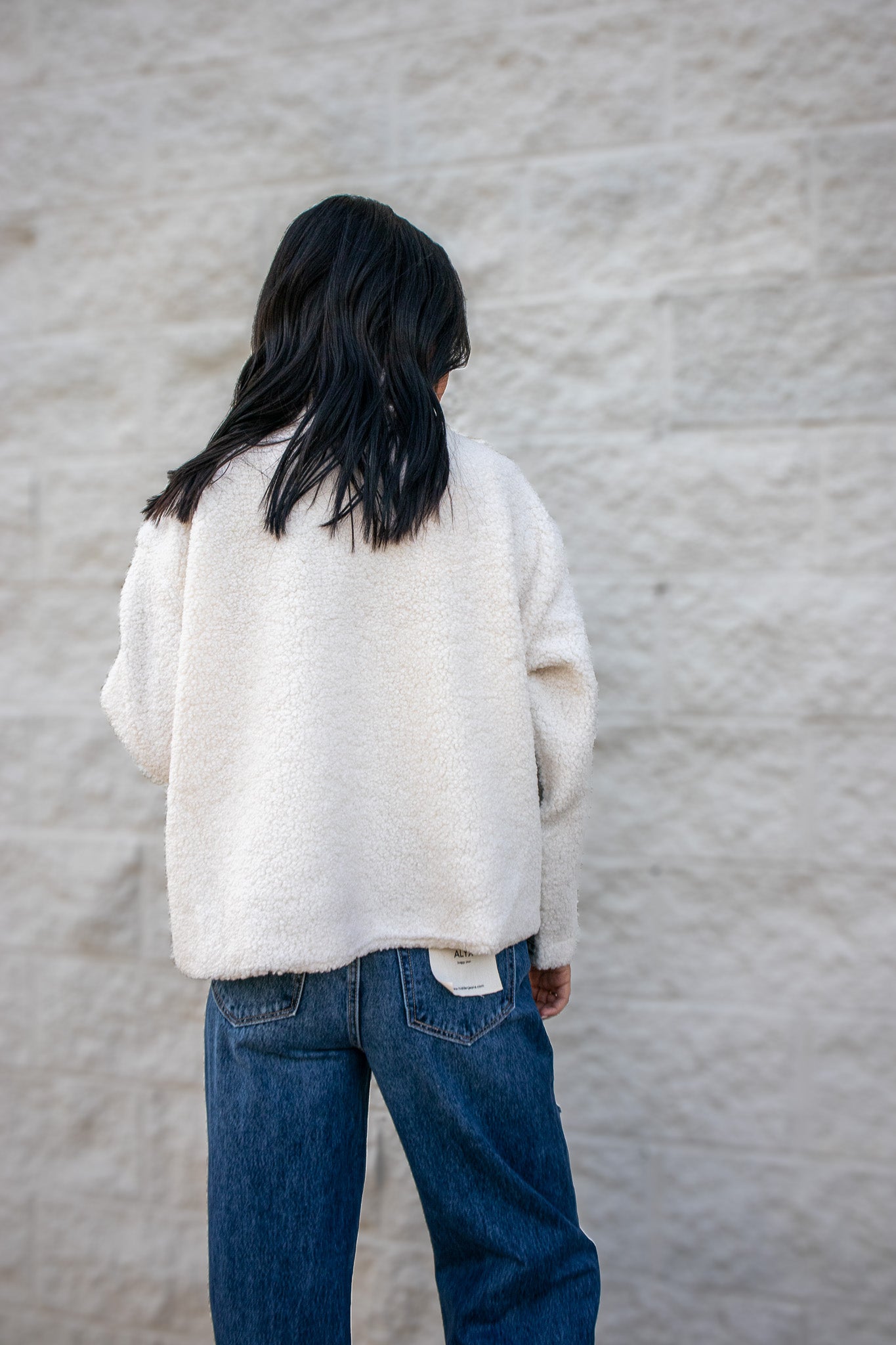 Sherpa Denim Teddy Jacket - IVORY