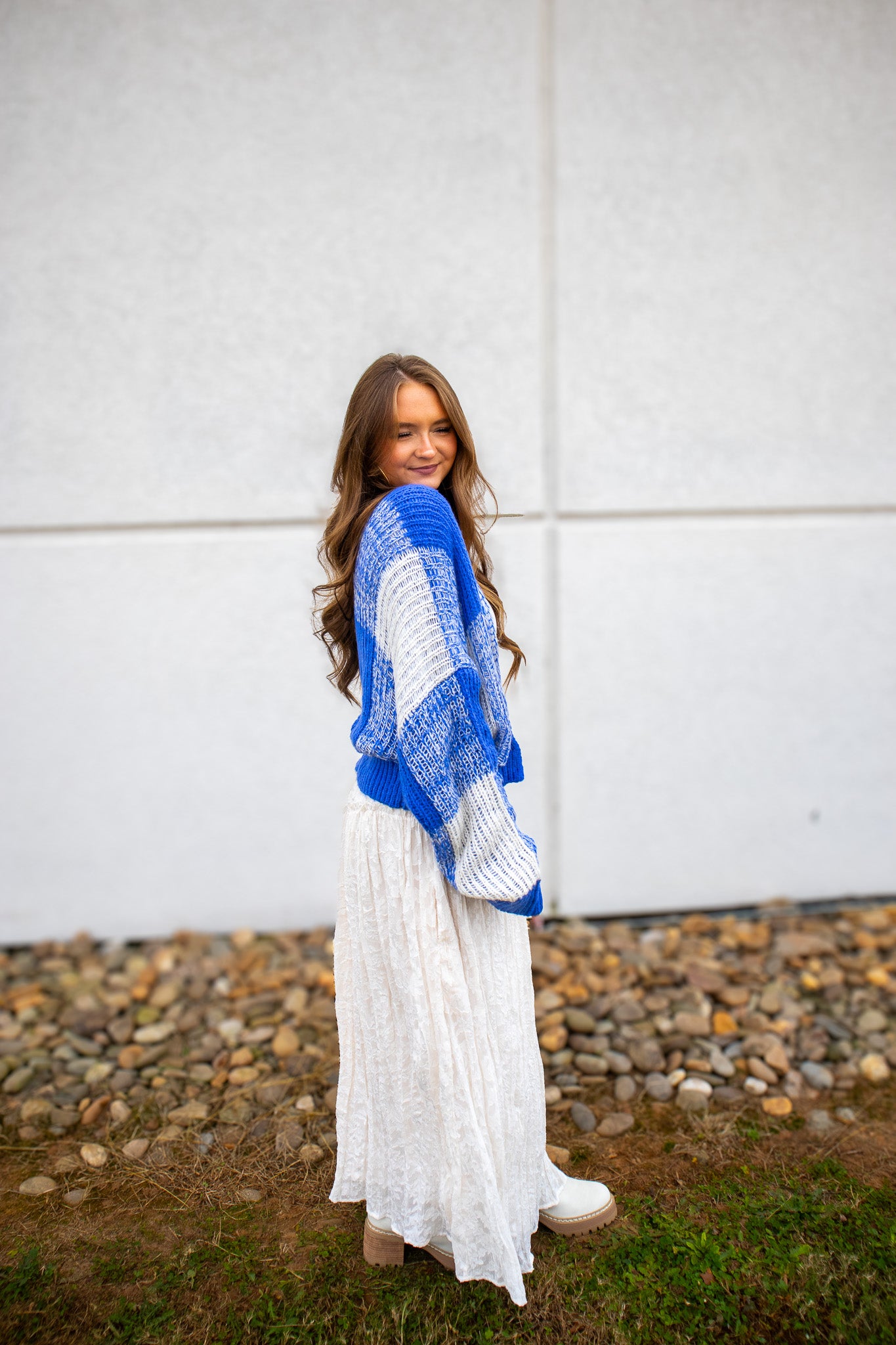Cobalt Blue Checkered Cardigan