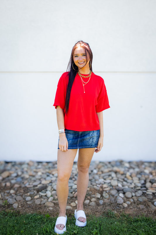 Cherry Crush Red Knit Lightweight Sweater