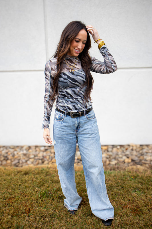 Urban Wild Mesh Top - BLACK/GRAY