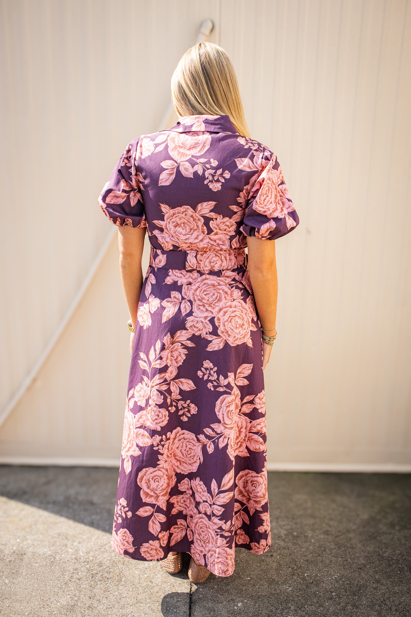 Blushing Rose Floral Belted Maxi Dress