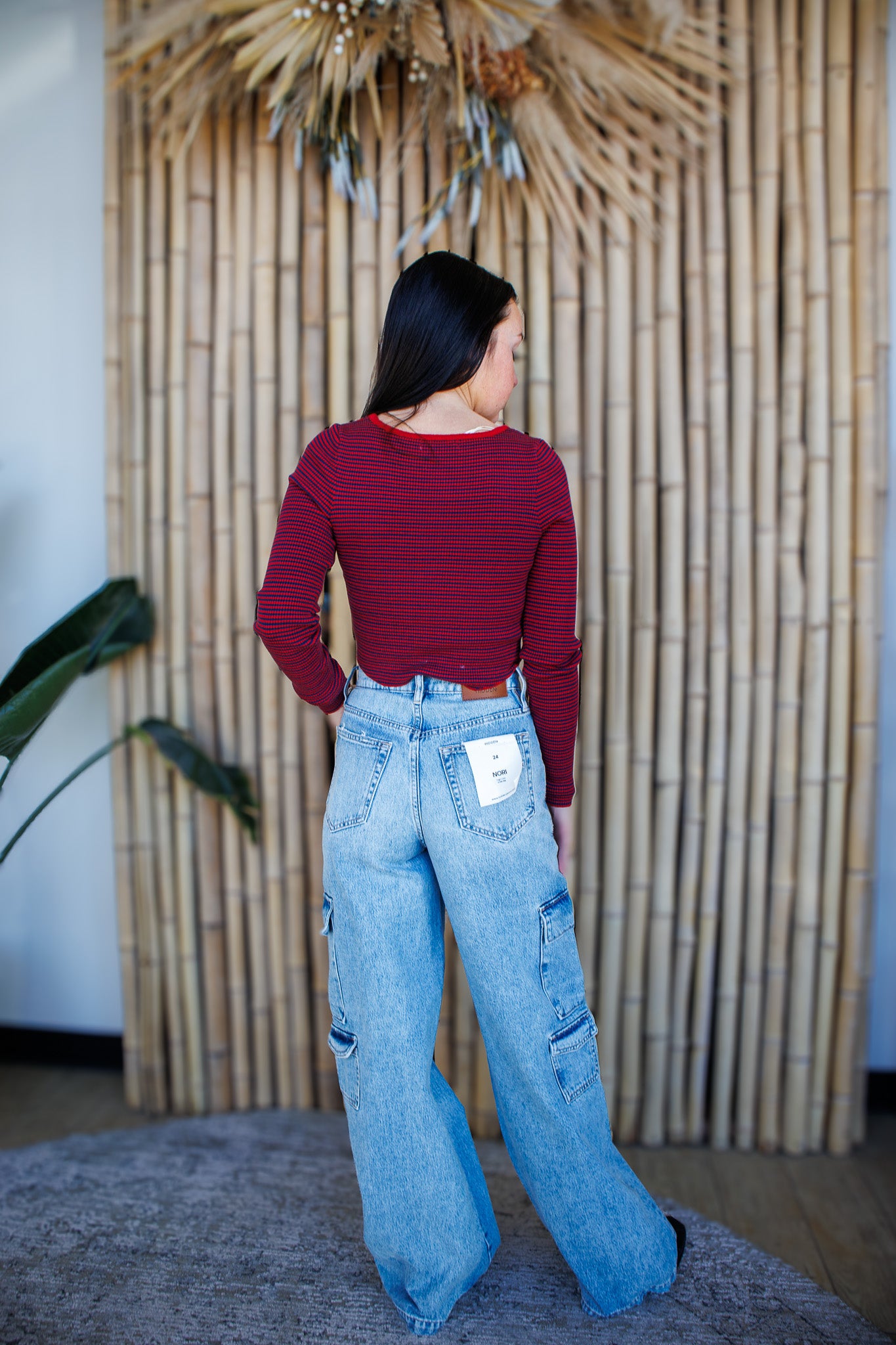 Blue and Red Stripe Long Sleeve Top