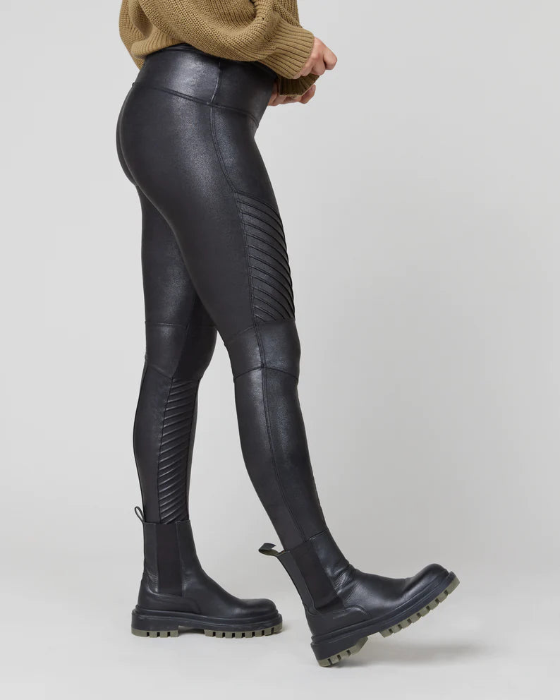 Spanx- Faux Leather Moto Leggings