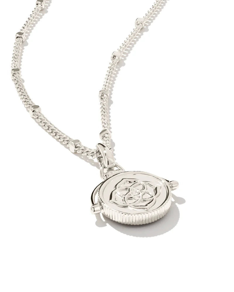 Kendra Scott Dira SILVER Reversible Pendant Necklace in Ivory Mother