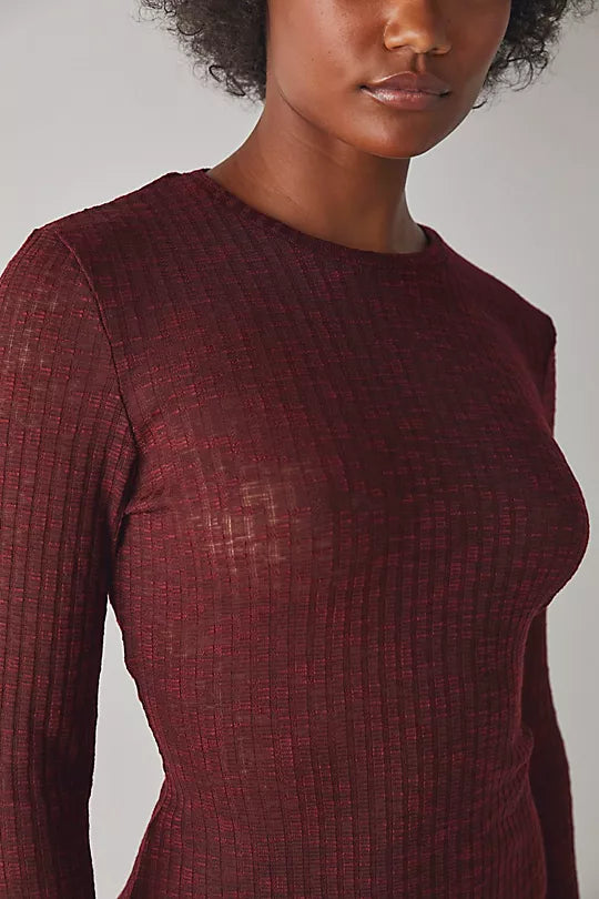 Free People- Aura Layering Top- WINE
