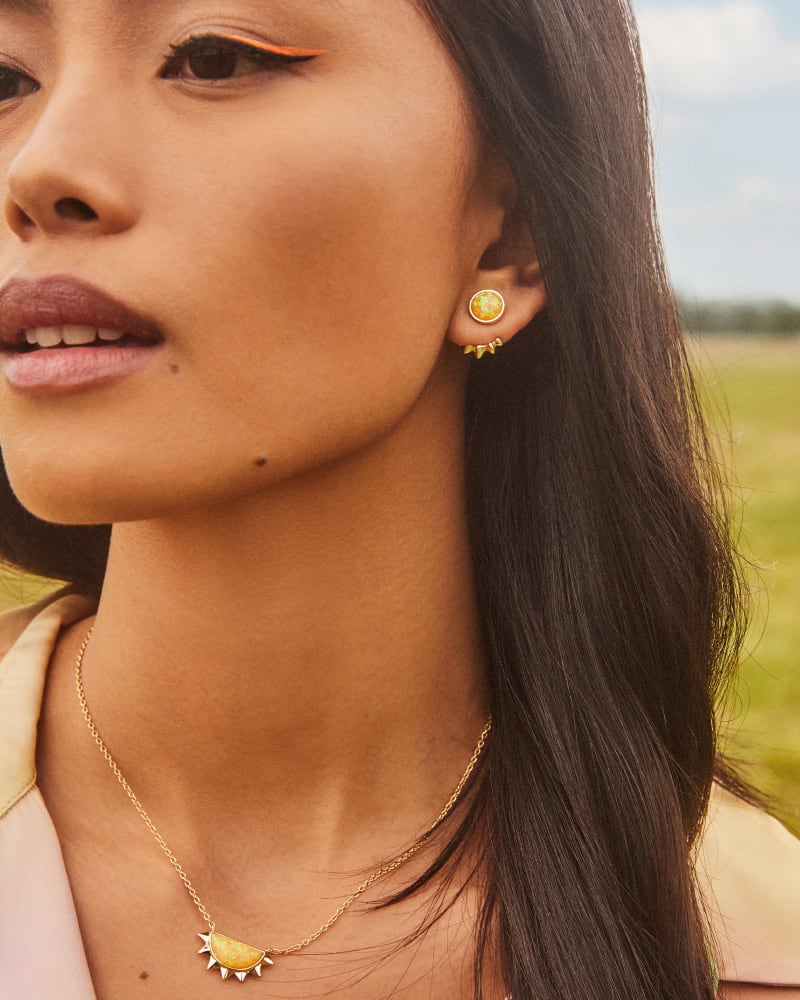 Kendra Scott- Sienna Gold Ear Jacket Earrings- CITRUS KYOCERA OPAL