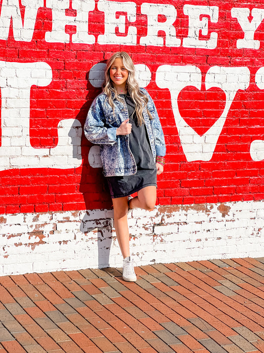 Acid Wash Oversized Denim Jacket