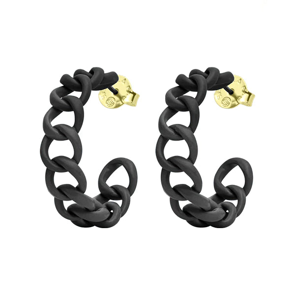 Sheila Fajl - Painted Petite Chain Hoops - BLACK