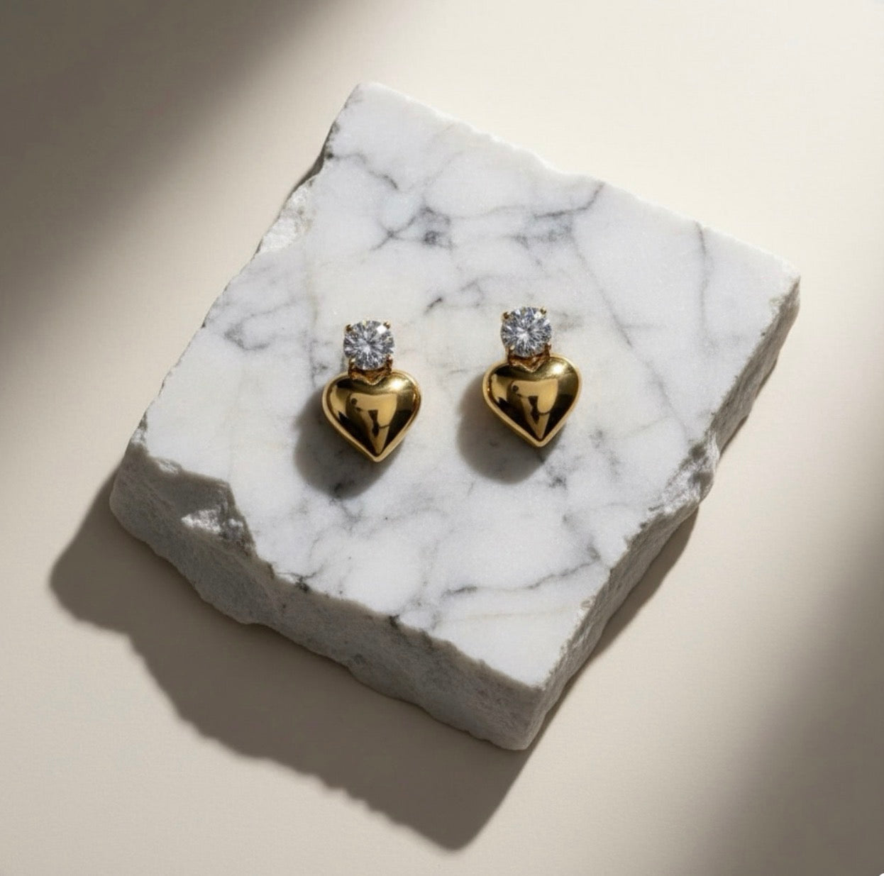 ADORN - Guard Your Heart Gold & Crystal Stud Earrings | Proverbs 4:23