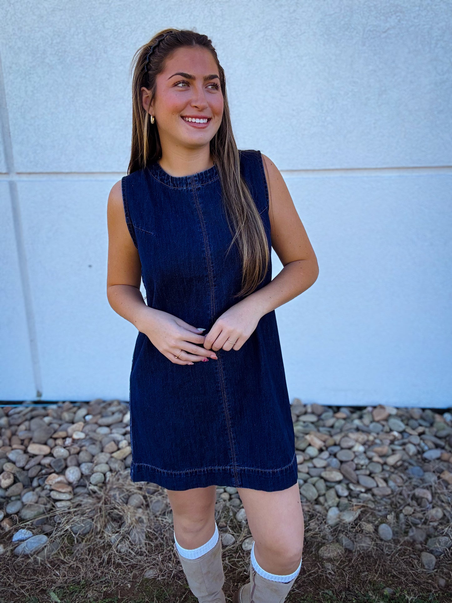Monroe Sleeveless Denim Shift Dress