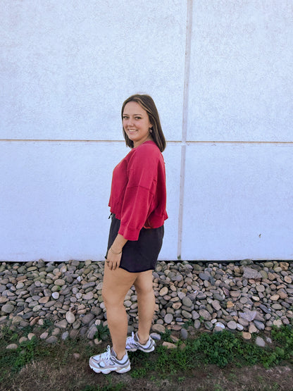 Free People - Intercept Short Sleeve Pullover - Candy Apple Red