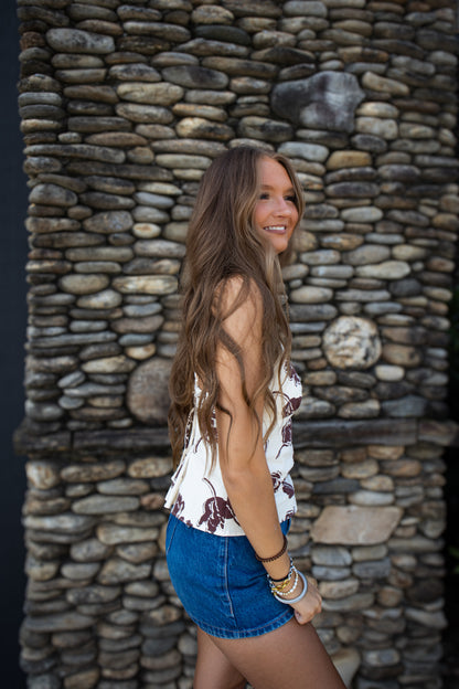 Free People - Susie Printed Top - BITTERSWEET COMBO