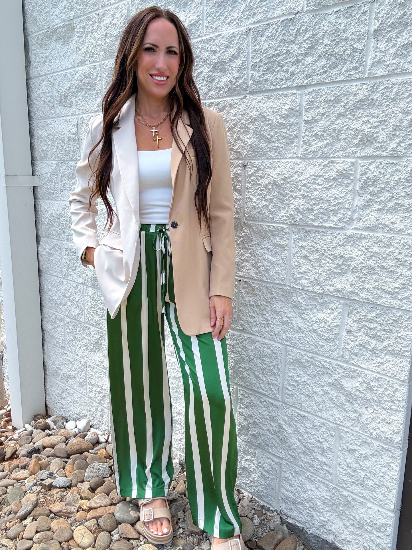 Two Tone Tan Color Block Blazer