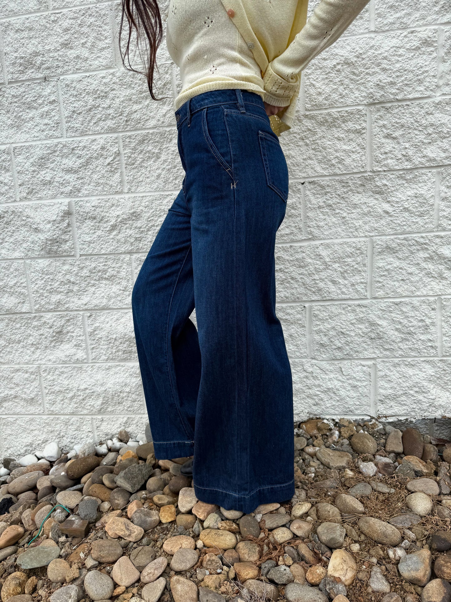 Hidden - Nori - Super Wide Leg Trouser Jean - Dark Wash