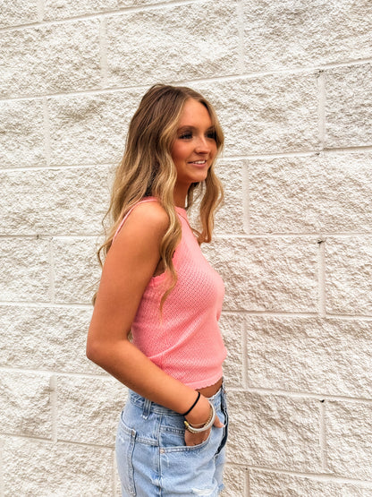 Pointelle Perfection Tank - PINK