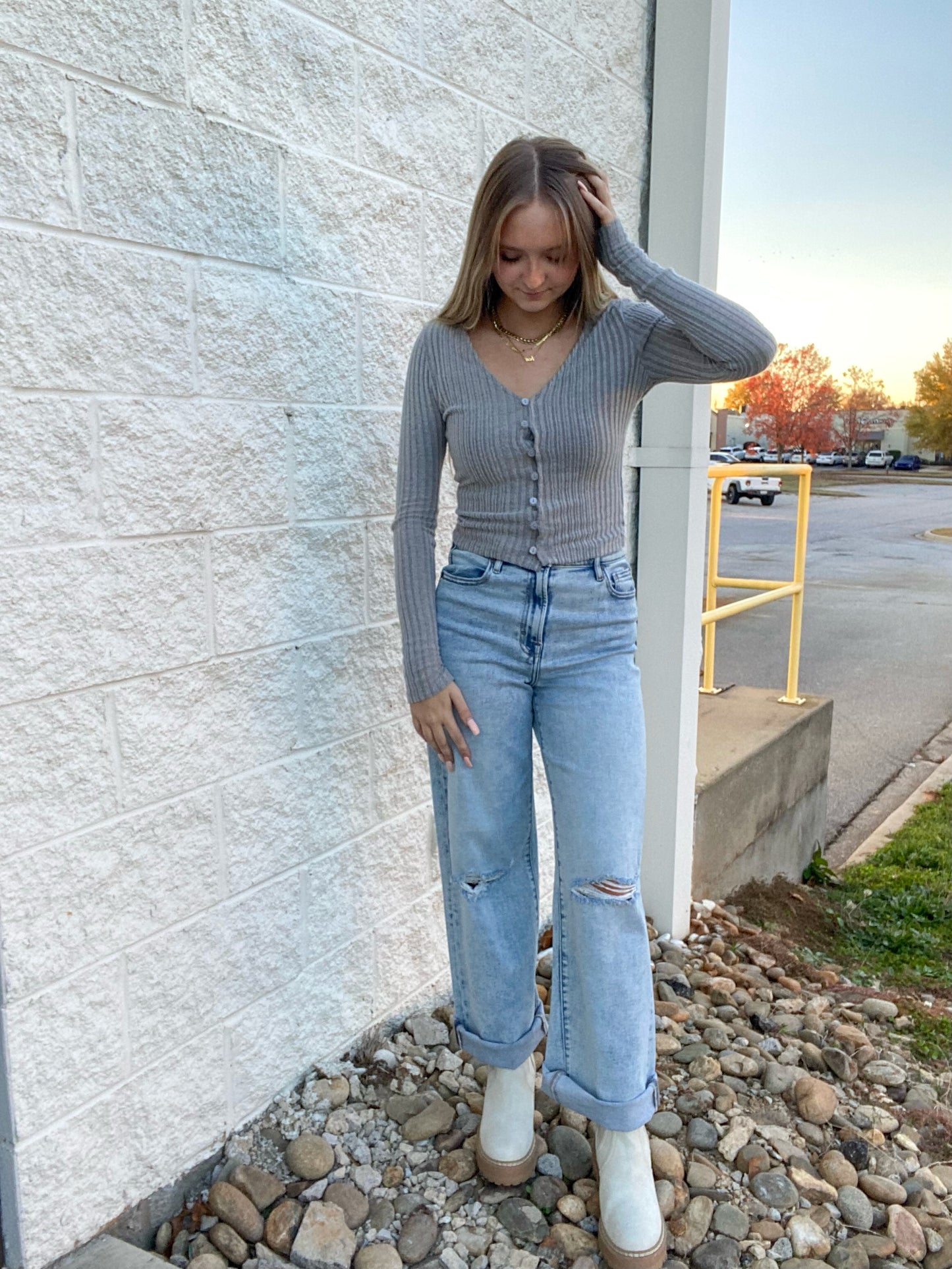 Grey Day Dream Long Sleeve Top