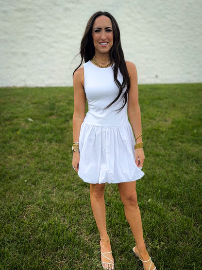 Cloud Crème White Balloon Mini Dress
