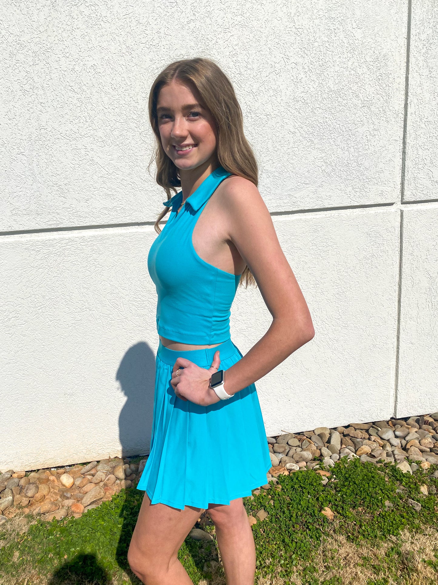 Pop Your Collar Tank - HIGHLIGHTER BLUE