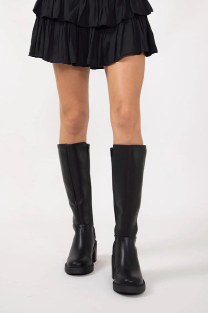 MIA Grier Knit-Back Knee-High Platform Boots - Black