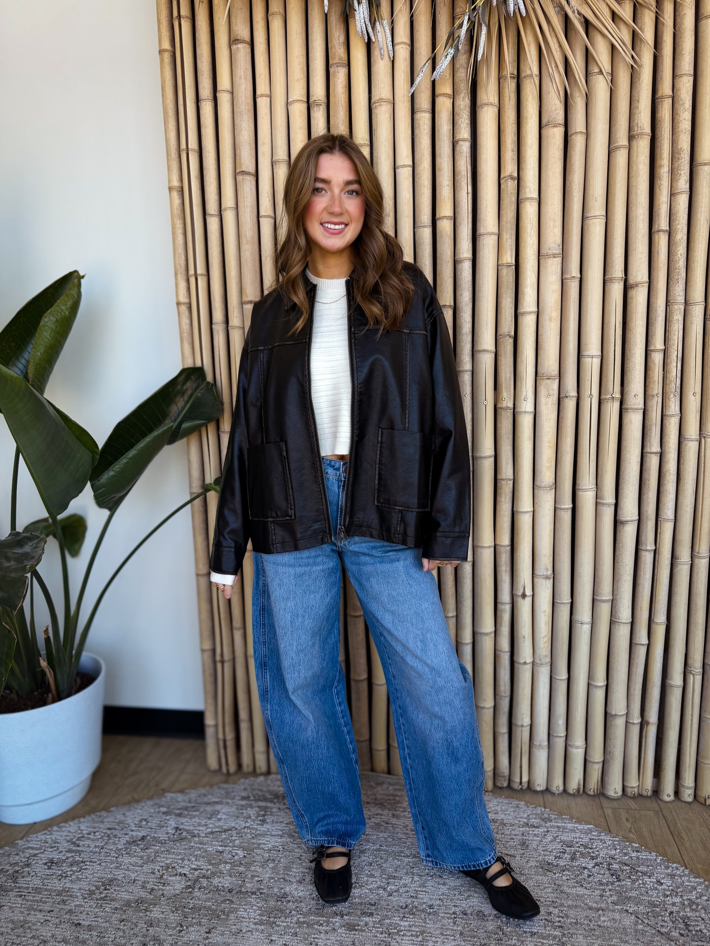 Washed Black Leather Jacket