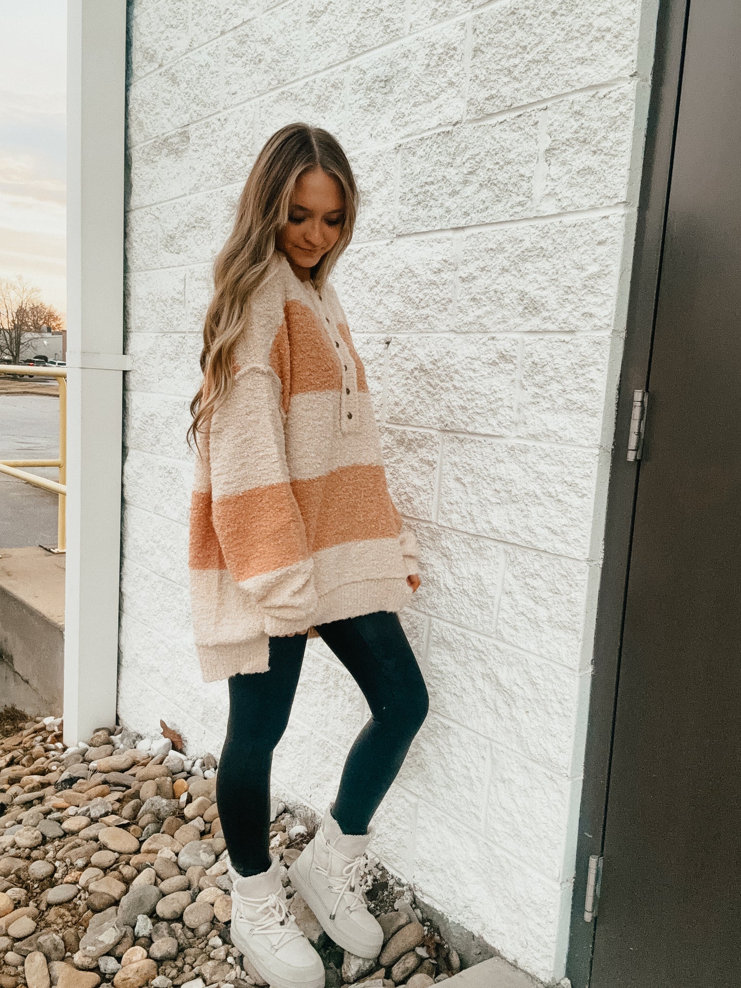 Stripes of Beige Oversized Sweater