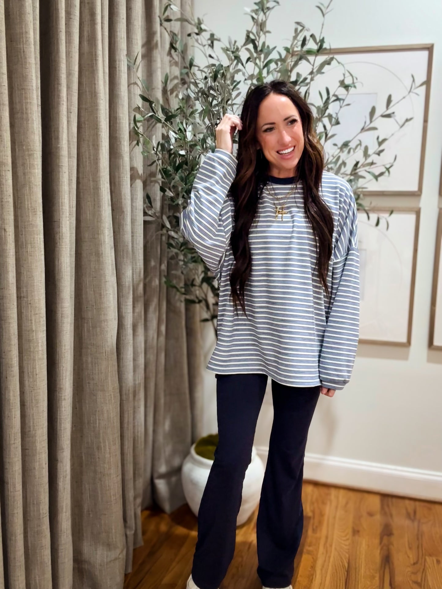 Soft Lounge Stripe Pullover - Blue/White