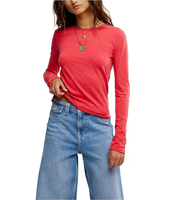 Free People - Nova Tee Long Sleeve- Rococco Red