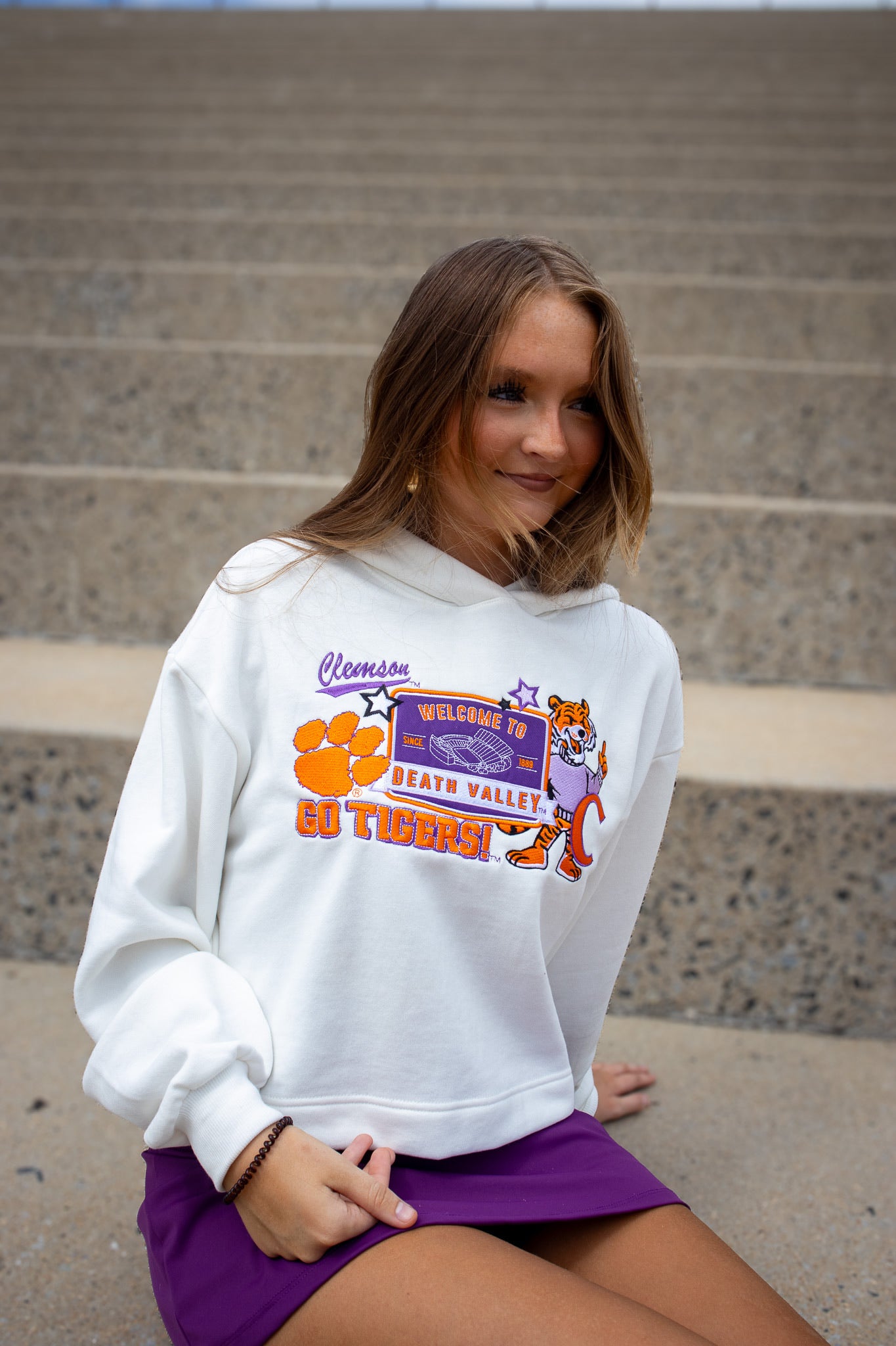 Clemson Layer Patch Cropped Hoodie