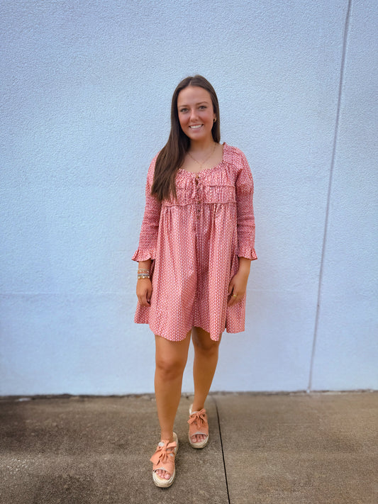 Free People Star Dip Printed Cotton Mini Dress - Glass Roses Combo