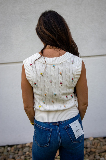 Free People - Plumeria Floral Vest - IVORY COMBO