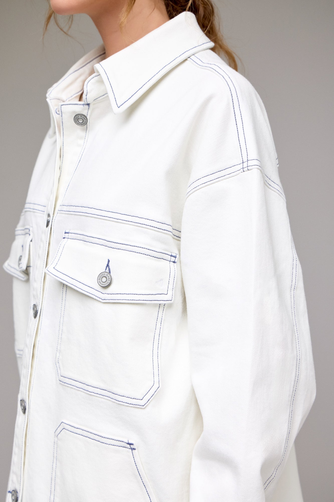 Hidden - Abbey Oversized Shacket - PEARL