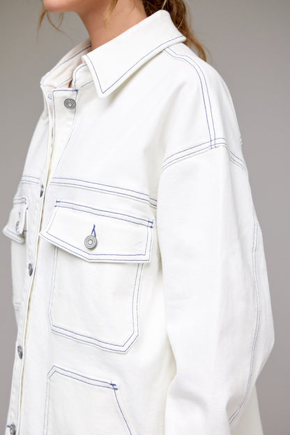 Hidden - Abbey Oversized Shacket - PEARL